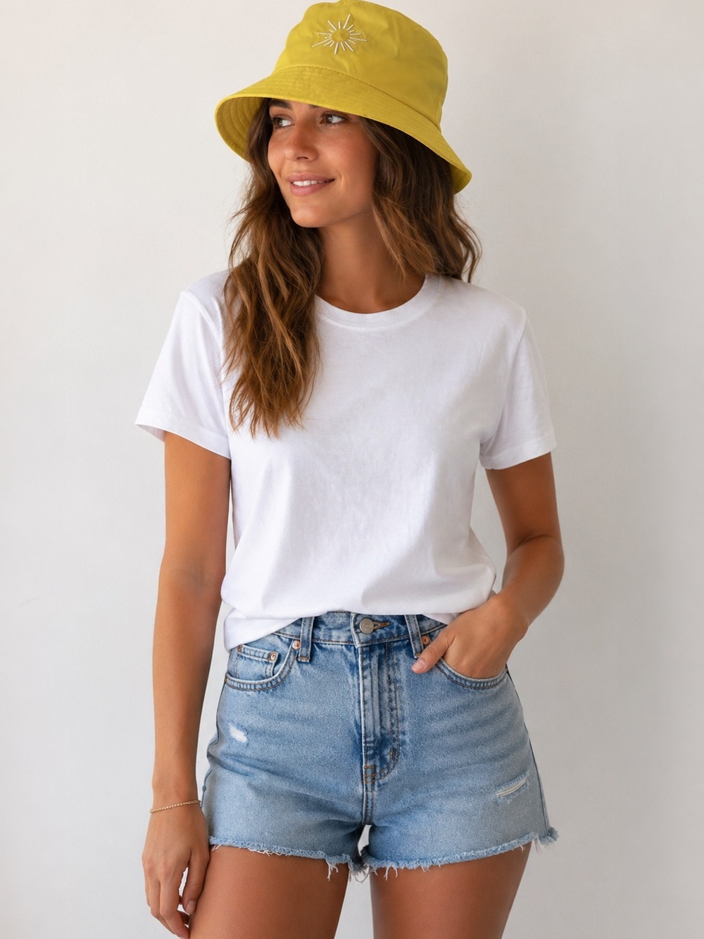 Aerie Women's Bright Yellow Bucket Hat Embroidered Sun One Size Summer